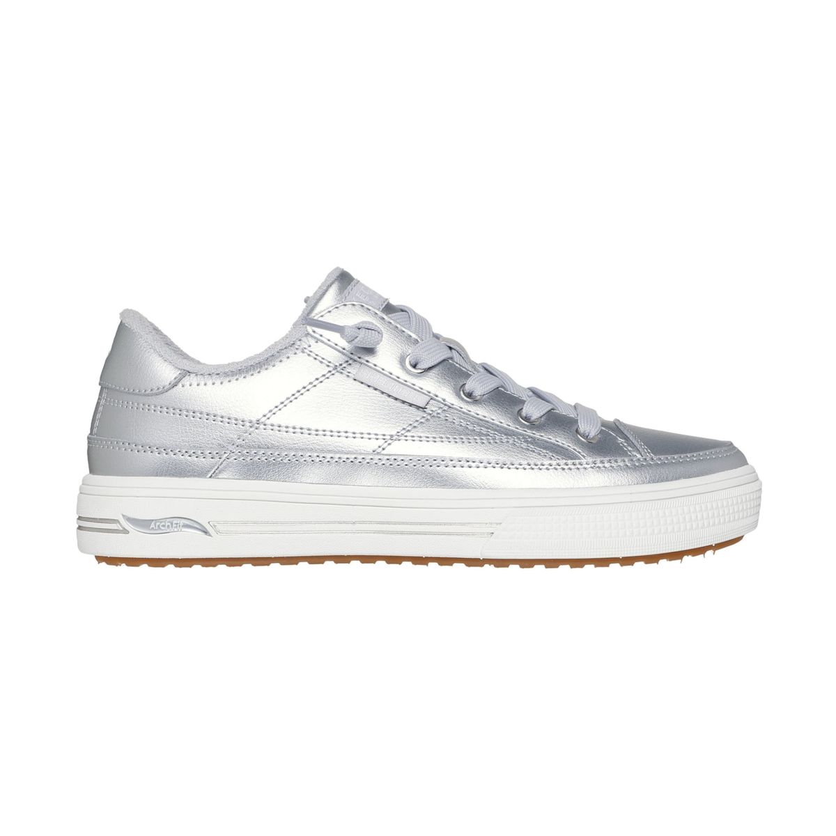 SKECHERS - Tenis Skechers Mujer Arch Fit Arcade Veganos Gris Metálico