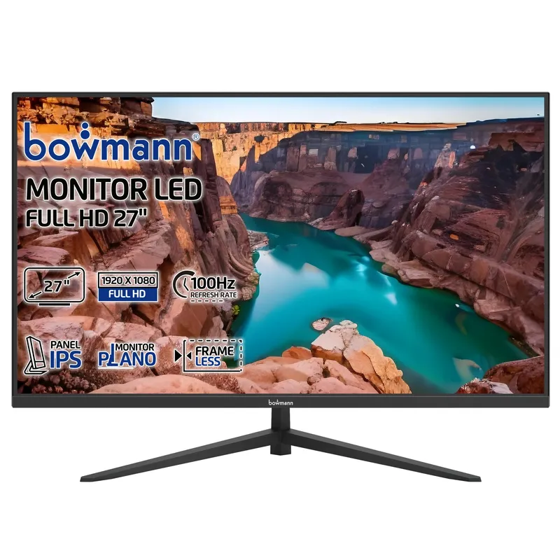 BOWMANN - Monitor 27 Led Fhd Ips 100hz Pantalla Gamer Slim Sin Borde Negro