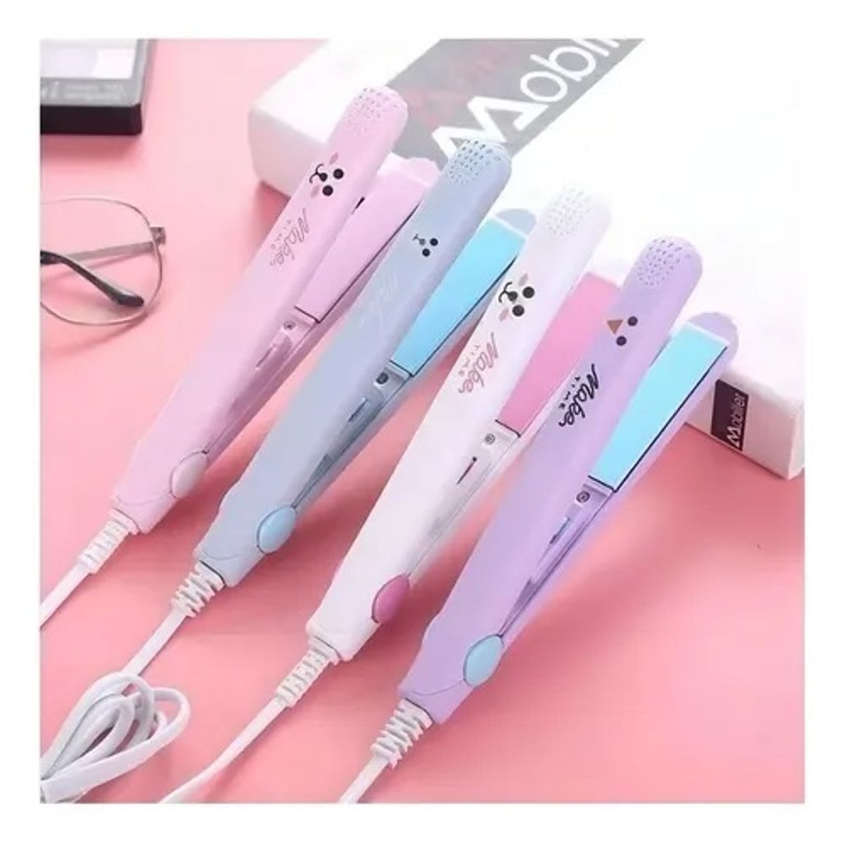 GENERICO - Mini Plancha Alisadora Portátil de Cabello con Placas de Cerámica