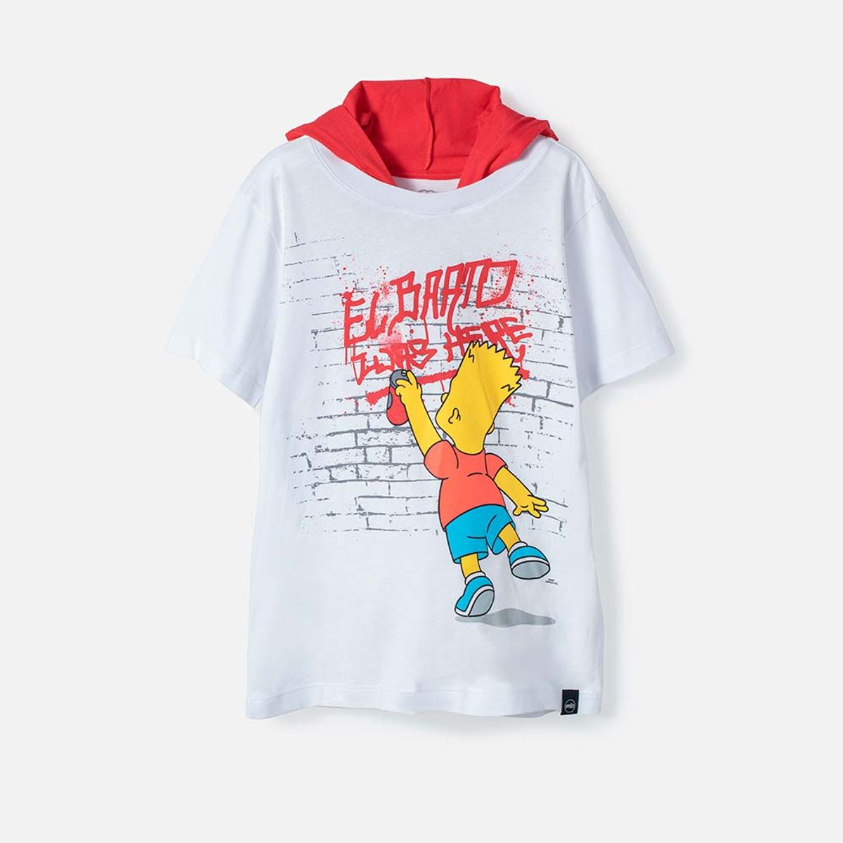 DISNEY - Camiseta de Los Simpson blanca y roja manga corta para niño
