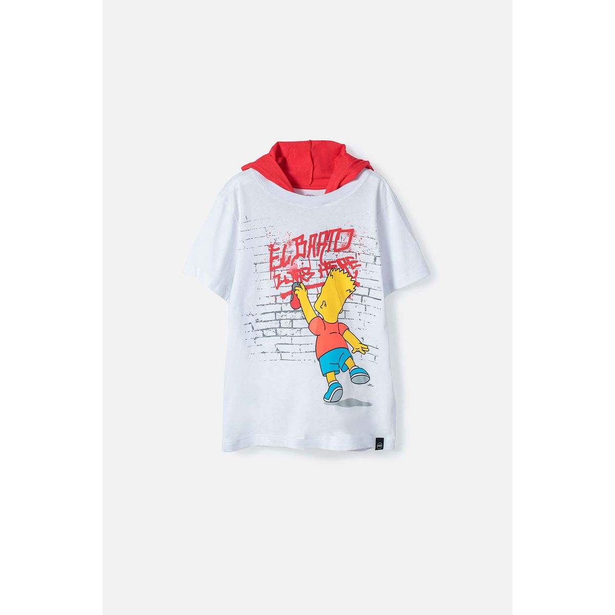 DISNEY - Camiseta de Los Simpson blanca y roja manga corta para niño