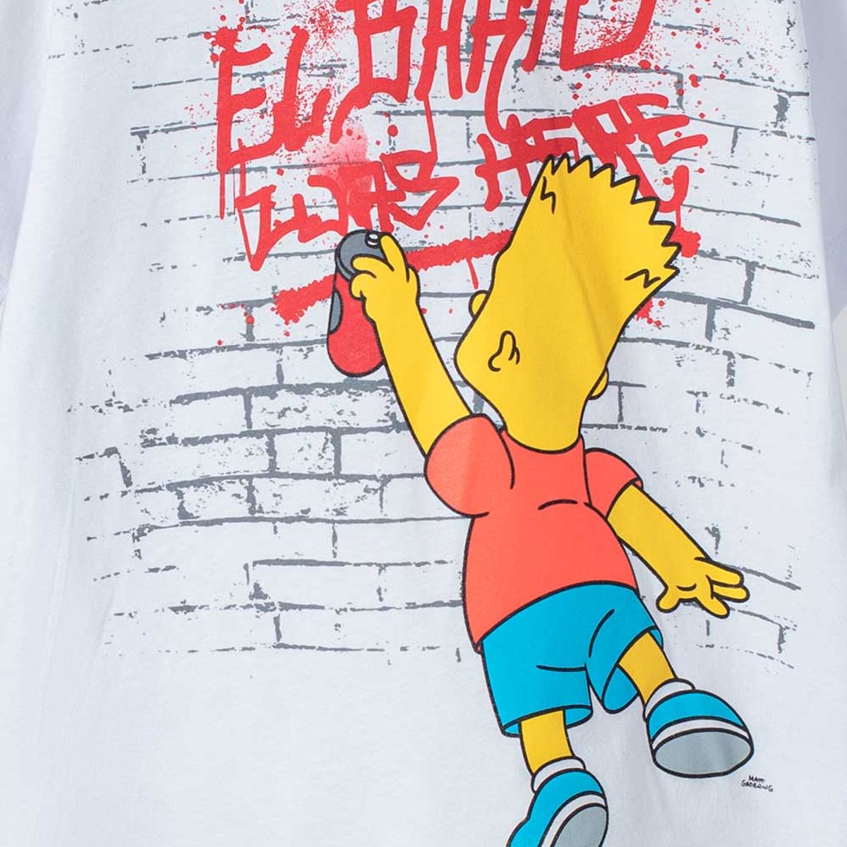 DISNEY - Camiseta de Los Simpson blanca y roja manga corta para niño