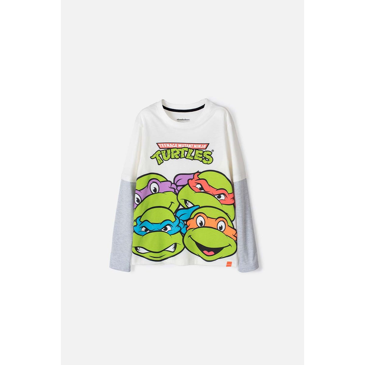 NICKELODEON - Camiseta de las Tortugas Ninja manga larga blanca y gris para niño