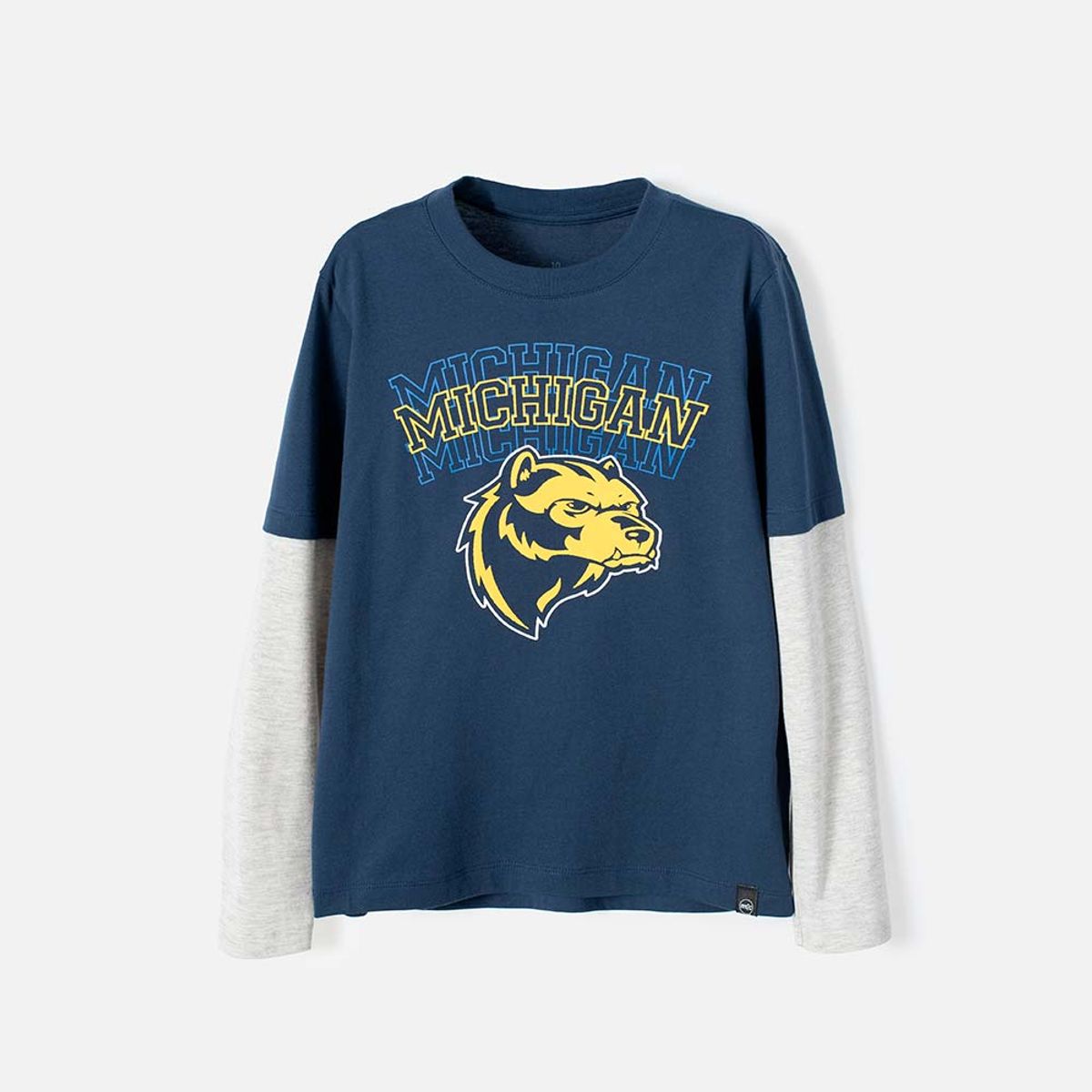 MIC - Camiseta de Mic manga larga azul y gris para niño