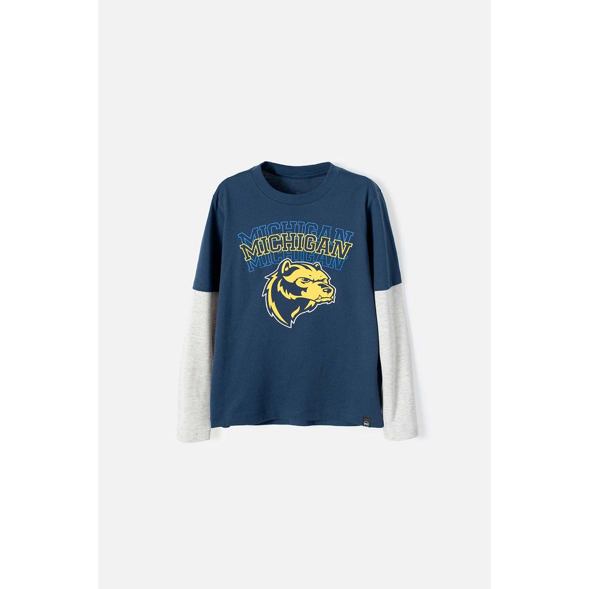 MIC - Camiseta de Mic manga larga azul y gris para niño