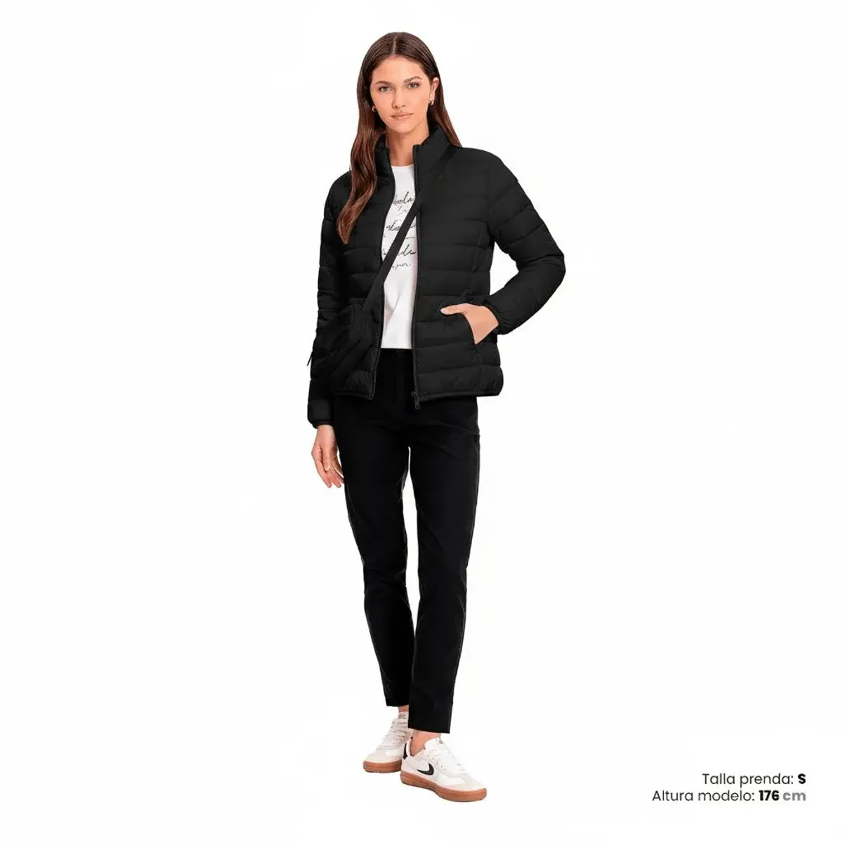 TOTTO - Chaqueta Acolchada Cuello Alto Colora Negro Mujer Totto
