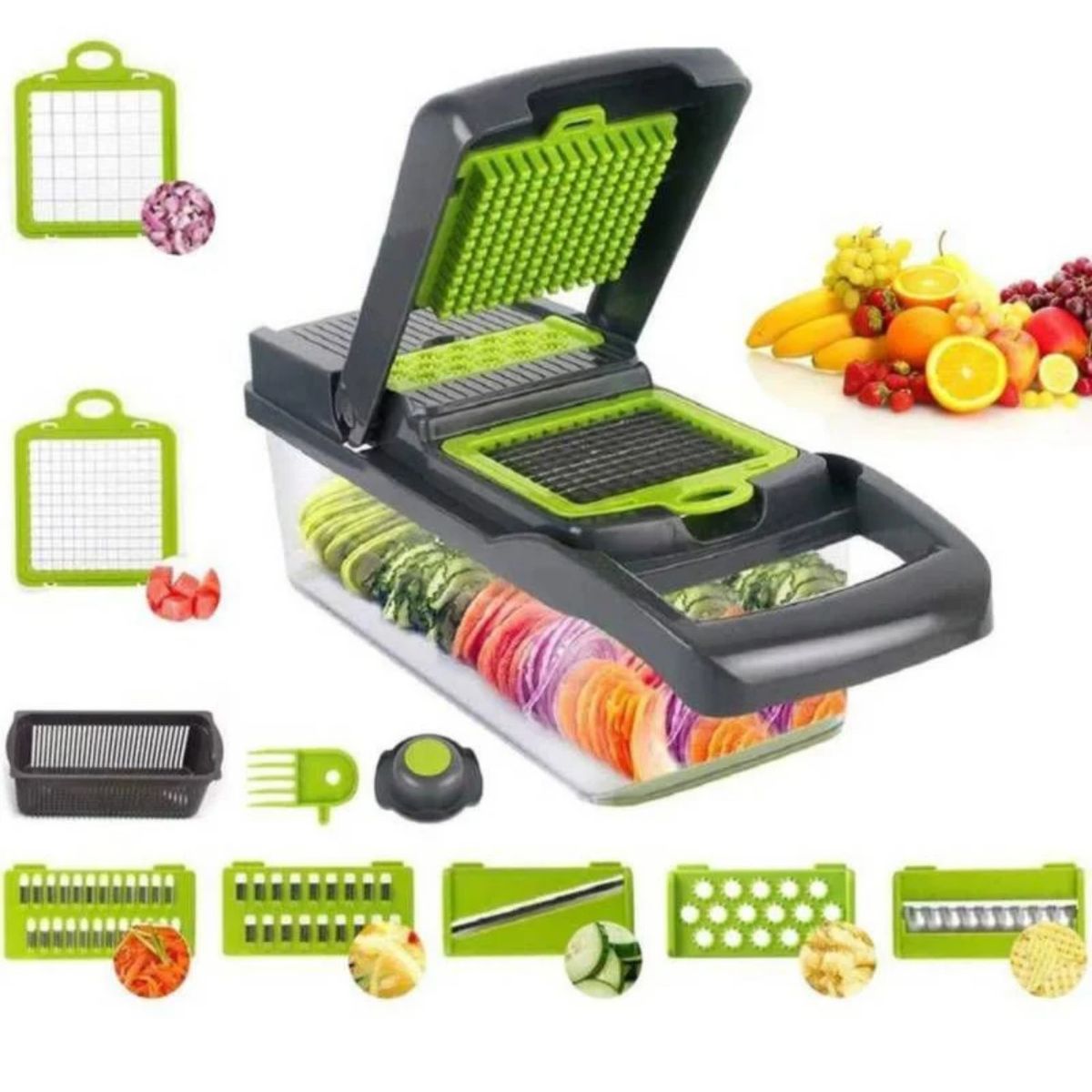 AMERICAN GENERICS - Rebanador rallador procesador cortador de vegetales 14 piezas cocina