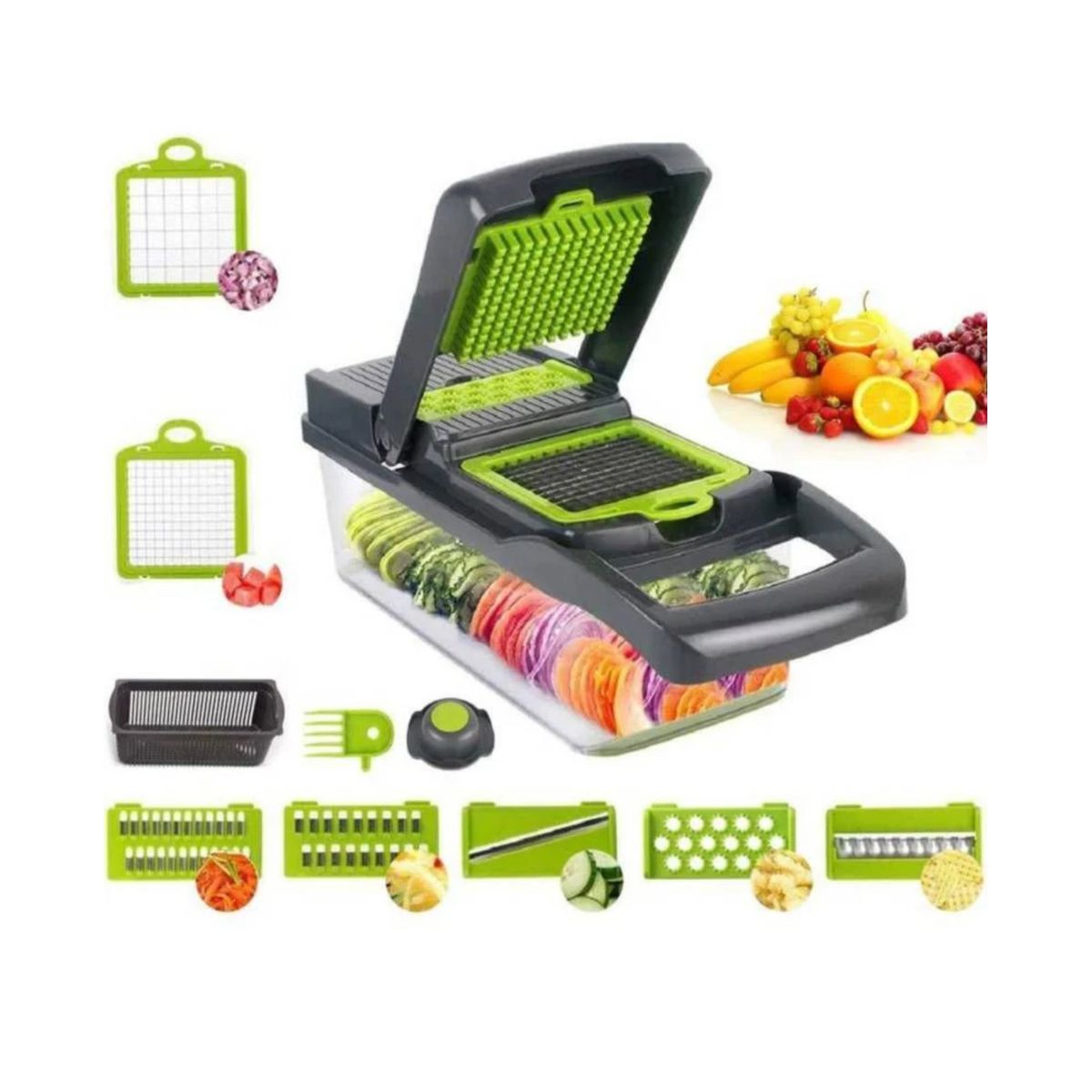 AMERICAN GENERICS - Rebanador rallador procesador cortador de vegetales 14 piezas cocina