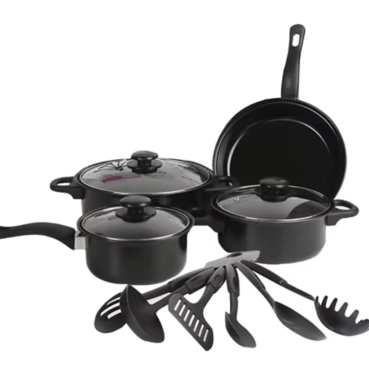 AMERICAN GENERICS - SET DE OLLAS Y SARTENES ANTIADHERENTES -UTENCILIOS DE COCINA 13 PIEZAS