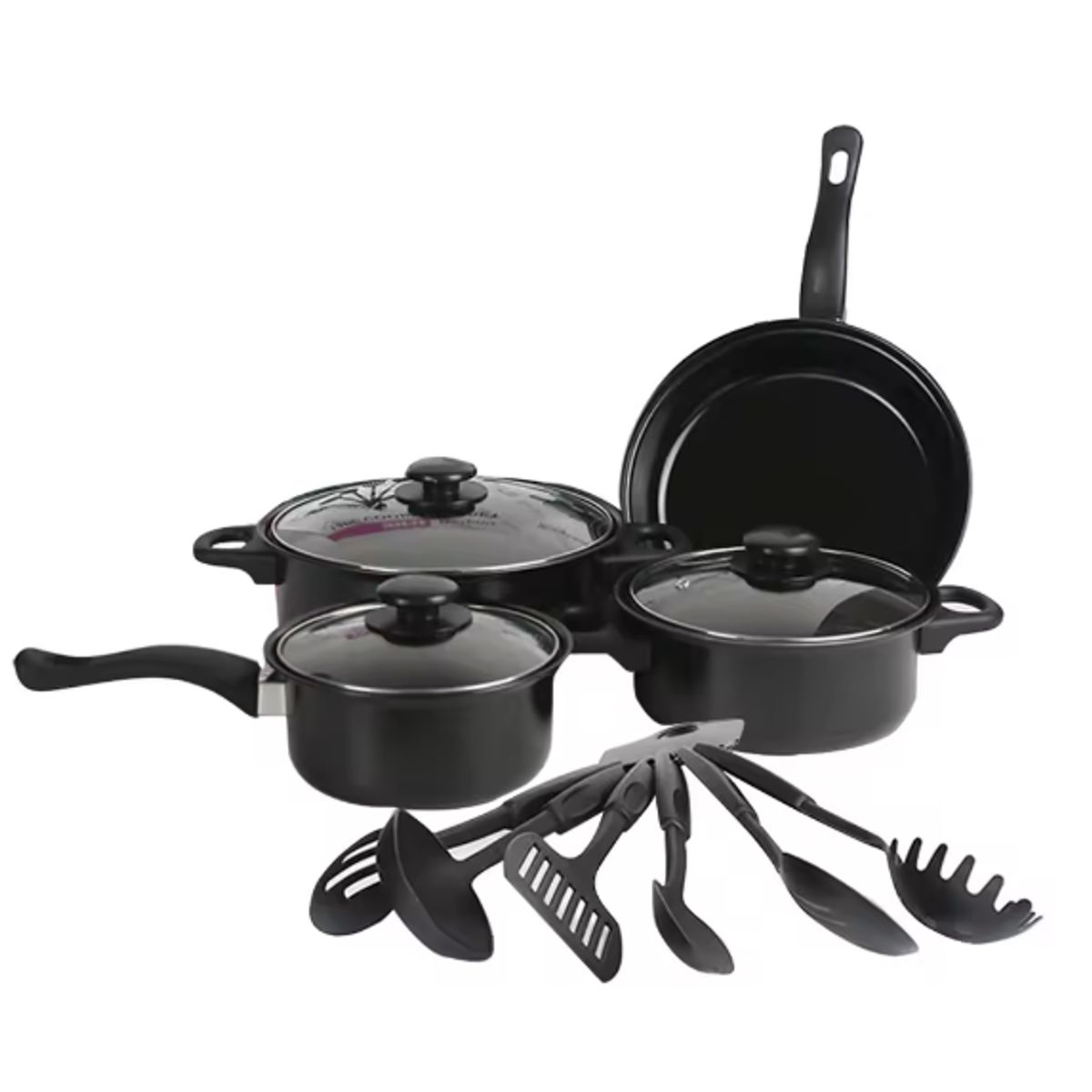 AMERICAN GENERICS - SET DE OLLAS Y SARTENES ANTIADHERENTES -UTENCILIOS DE COCINA 13 PIEZAS