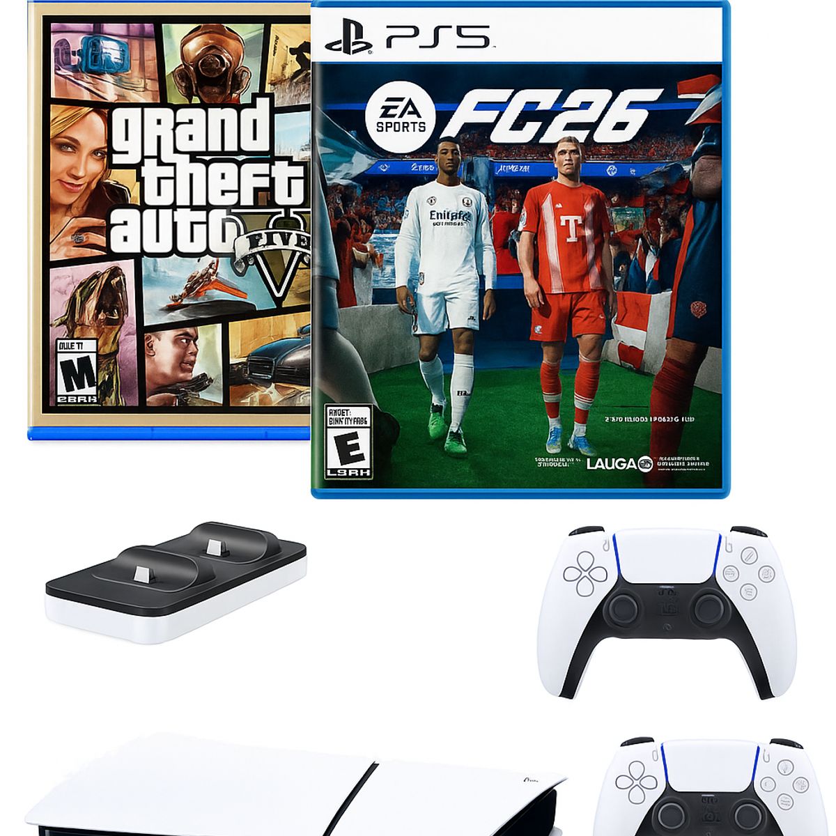 SONY - Consola Playstation5 1TB Slim PS5+2Controles+Fc26+GtaV+CargadorDobe