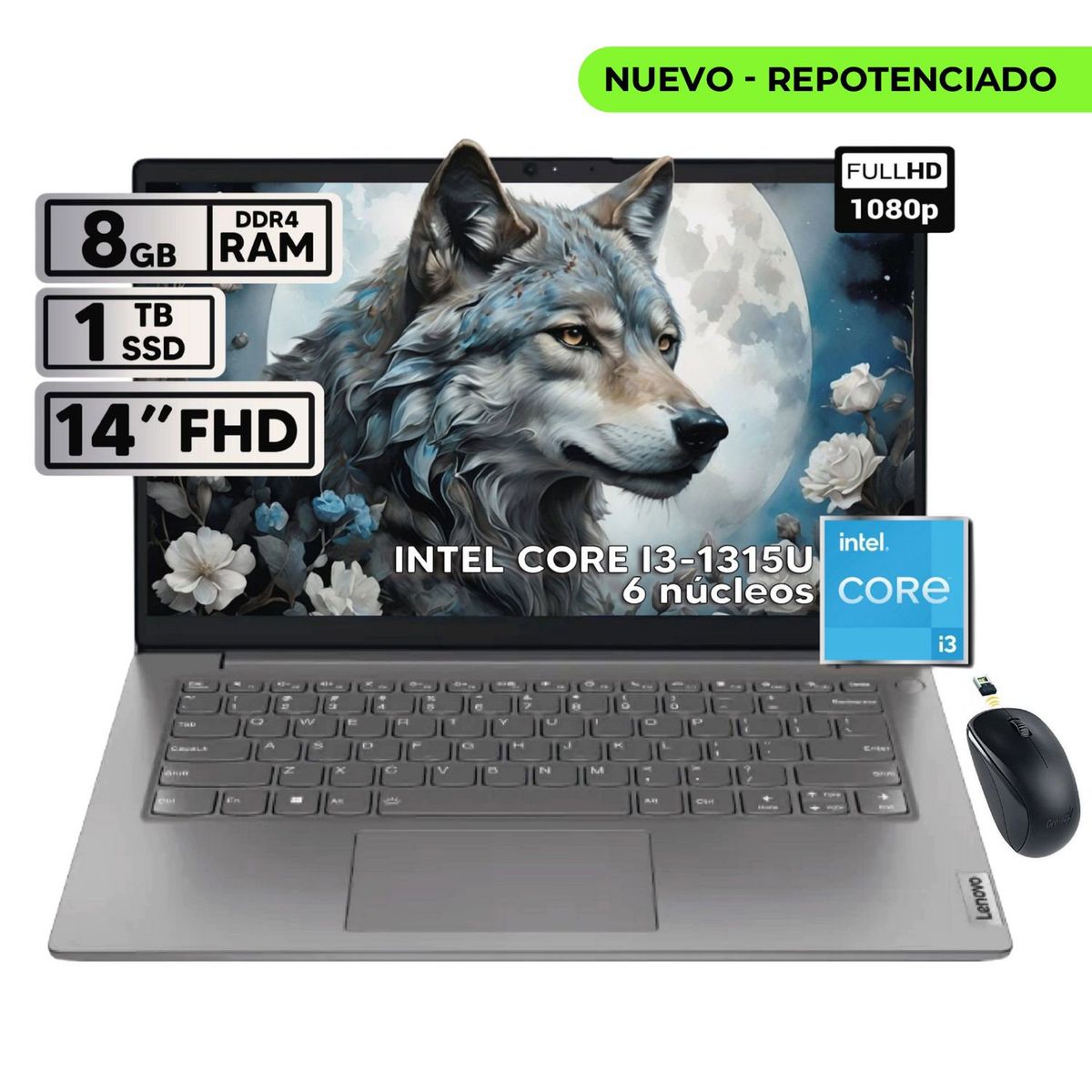 LENOVO - PORTATIL LENOVO V14 G4 IRU INTEL CORE I3-1315U 8GB RAM 1TB SSD 14 FHD + MOUSE INALAMBRICO