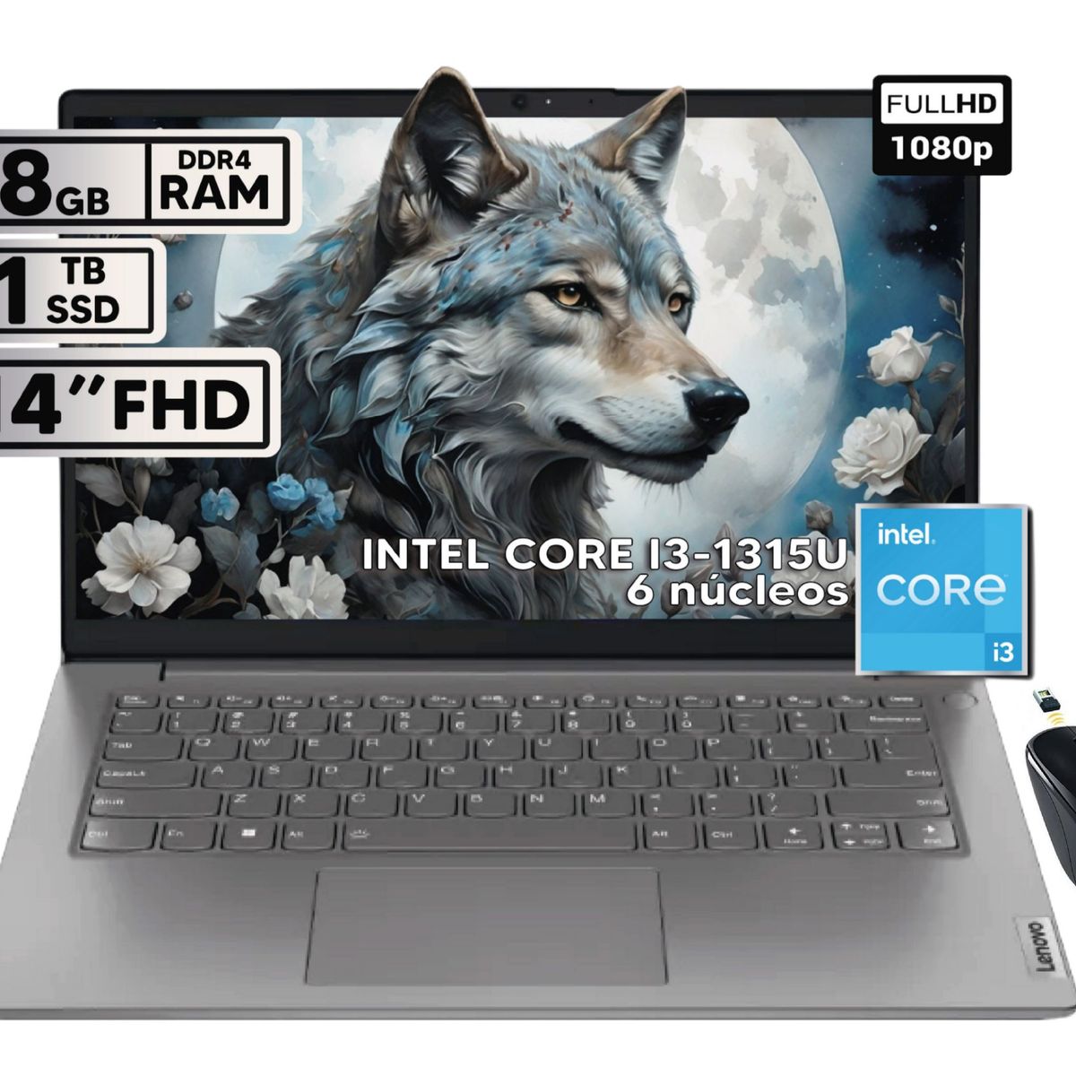 LENOVO - PORTATIL LENOVO V14 G4 IRU INTEL CORE I3-1315U 8GB RAM 1TB SSD 14 FHD + MOUSE INALAMBRICO