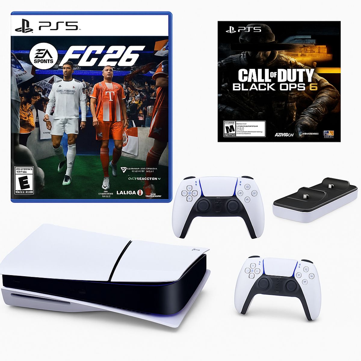 SONY - Consola Playstation5 1TB Slim PS5+2Controles+Fc26+COD 6 +CargadorDobe