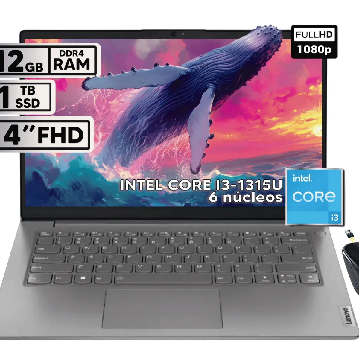 LENOVO - PORTATIL LENOVO V14 G4 IRU INTEL CORE I3-1315U 12GB RAM 1TB SSD 14 FHD + MOUSE INALAMBRICO