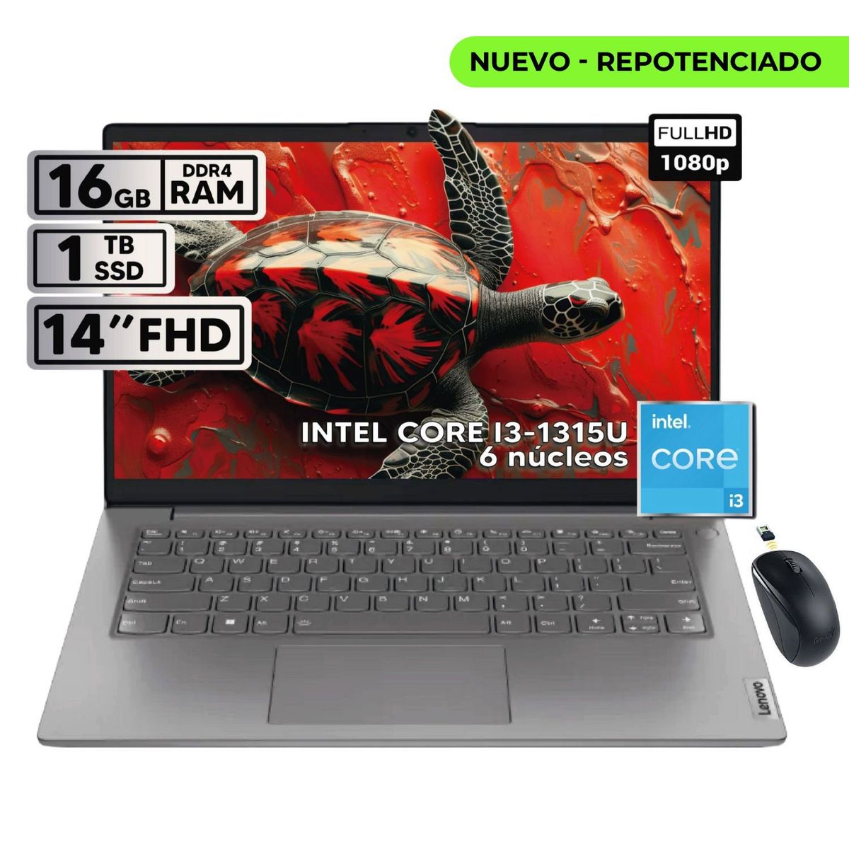 LENOVO - PORTATIL LENOVO V14 G4 IRU INTEL CORE I3-1315U 16GB RAM 1TB SSD 14 FHD + MOUSE INALAMBRICO