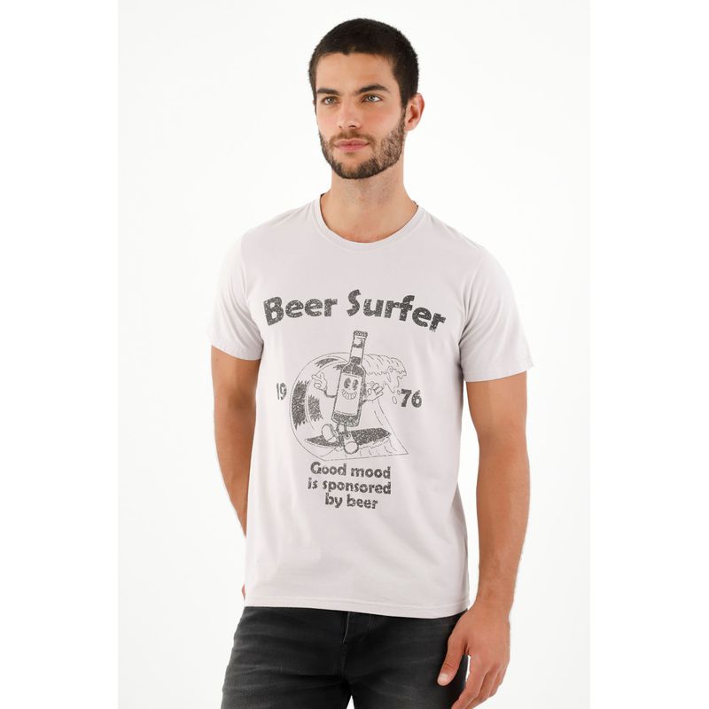 TENNIS - Camiseta gris estampada en frente para hombre