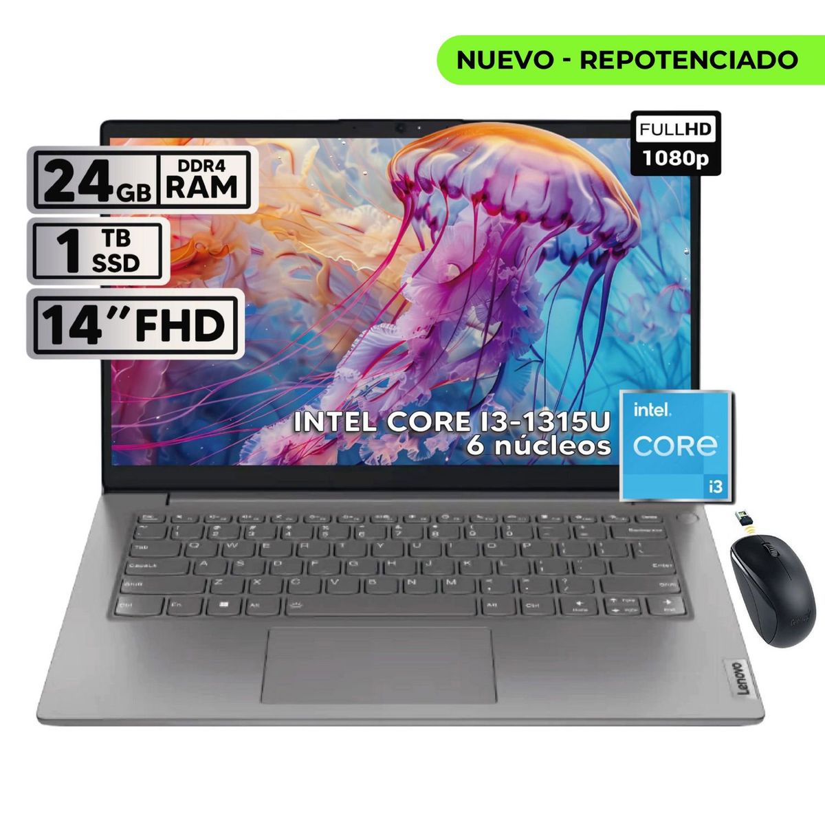 LENOVO - PORTATIL LENOVO V14 G4 IRU  INTEL CORE I3-1315U 24GB RAM 1TB SSD 14" FHD + MOUSE INALAMBRICO
