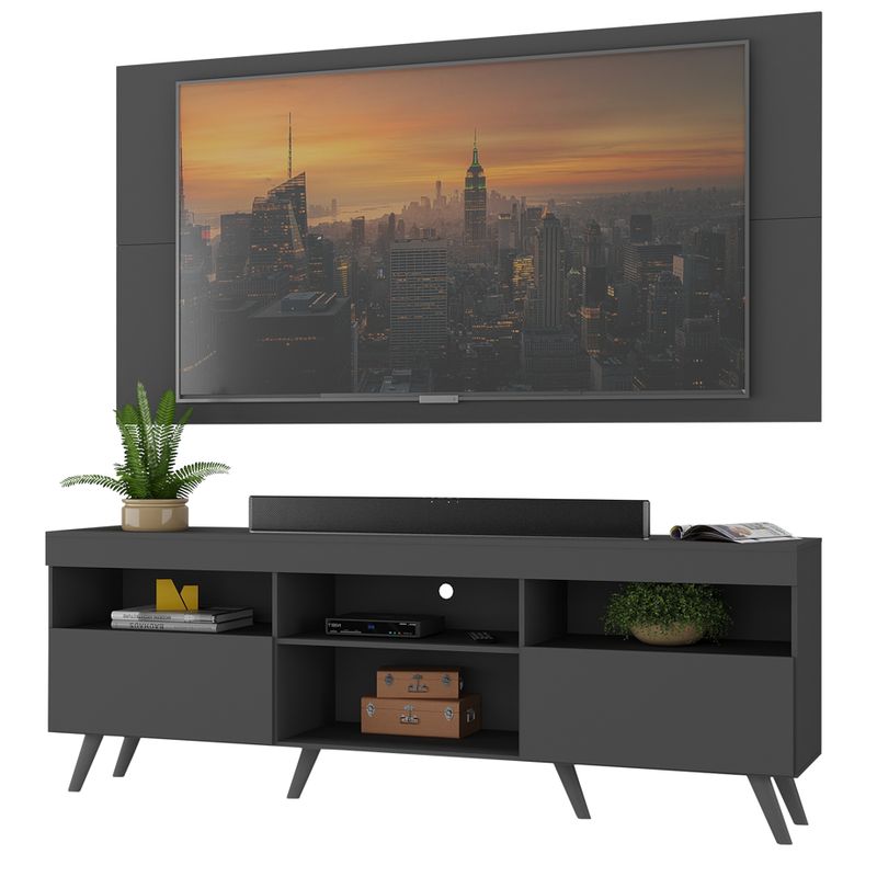 GENERICO - Rack Con Panel Florida Para Tv de Hasta 65 Pulgadas Color Negro