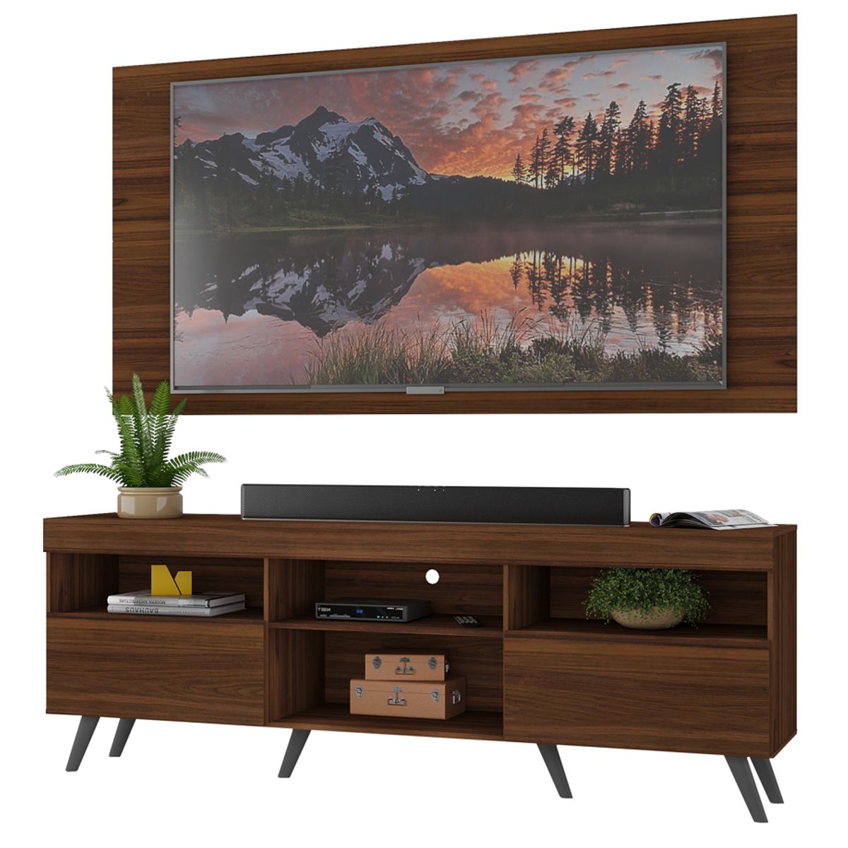 GENERICO - Rack Con Panel Florida Para Tv de Hasta 65 Pulgadas Color Marron