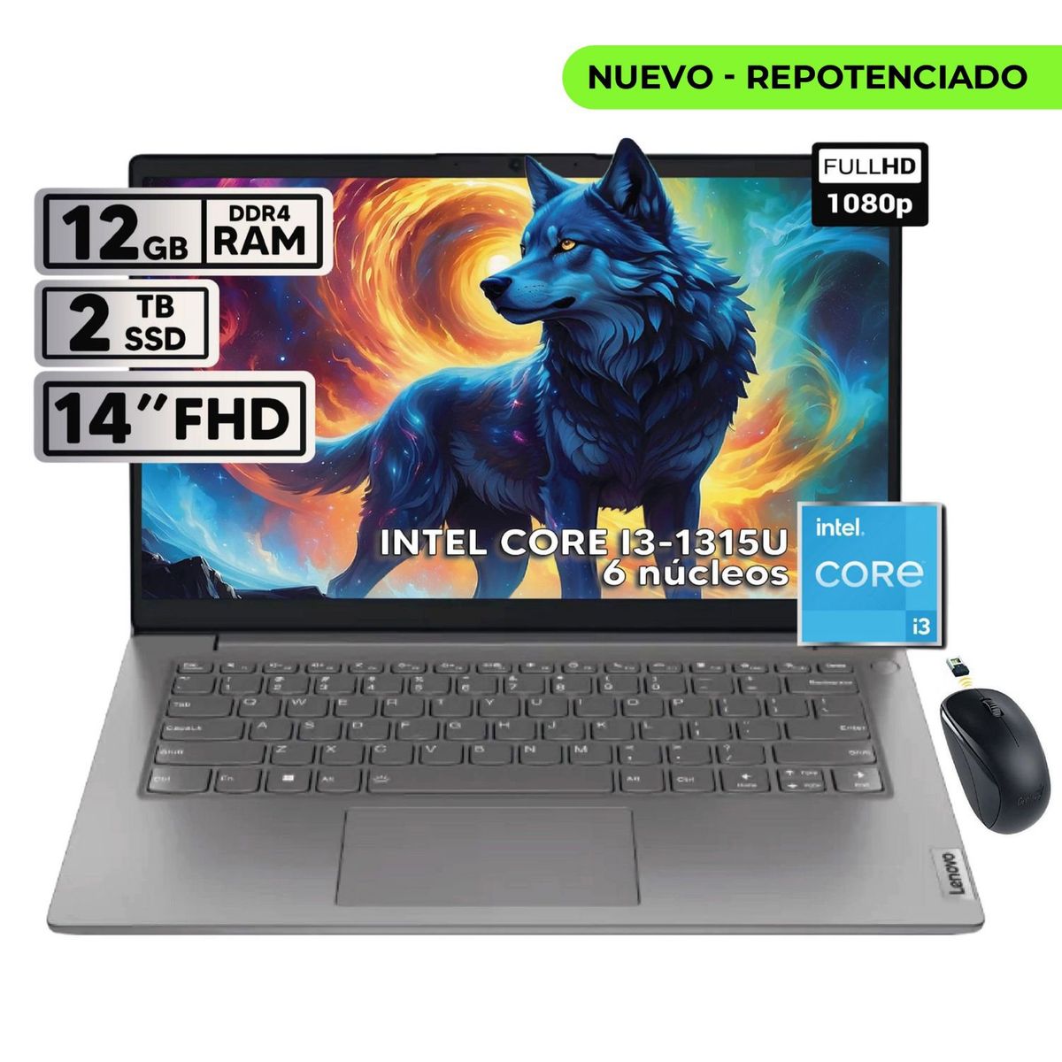 LENOVO - PORTATIL LENOVO V14 G4 IRU INTEL CORE I3-1315U 12GB RAM 2TB SSD 14 FHD + MOUSE INALAMBRICO