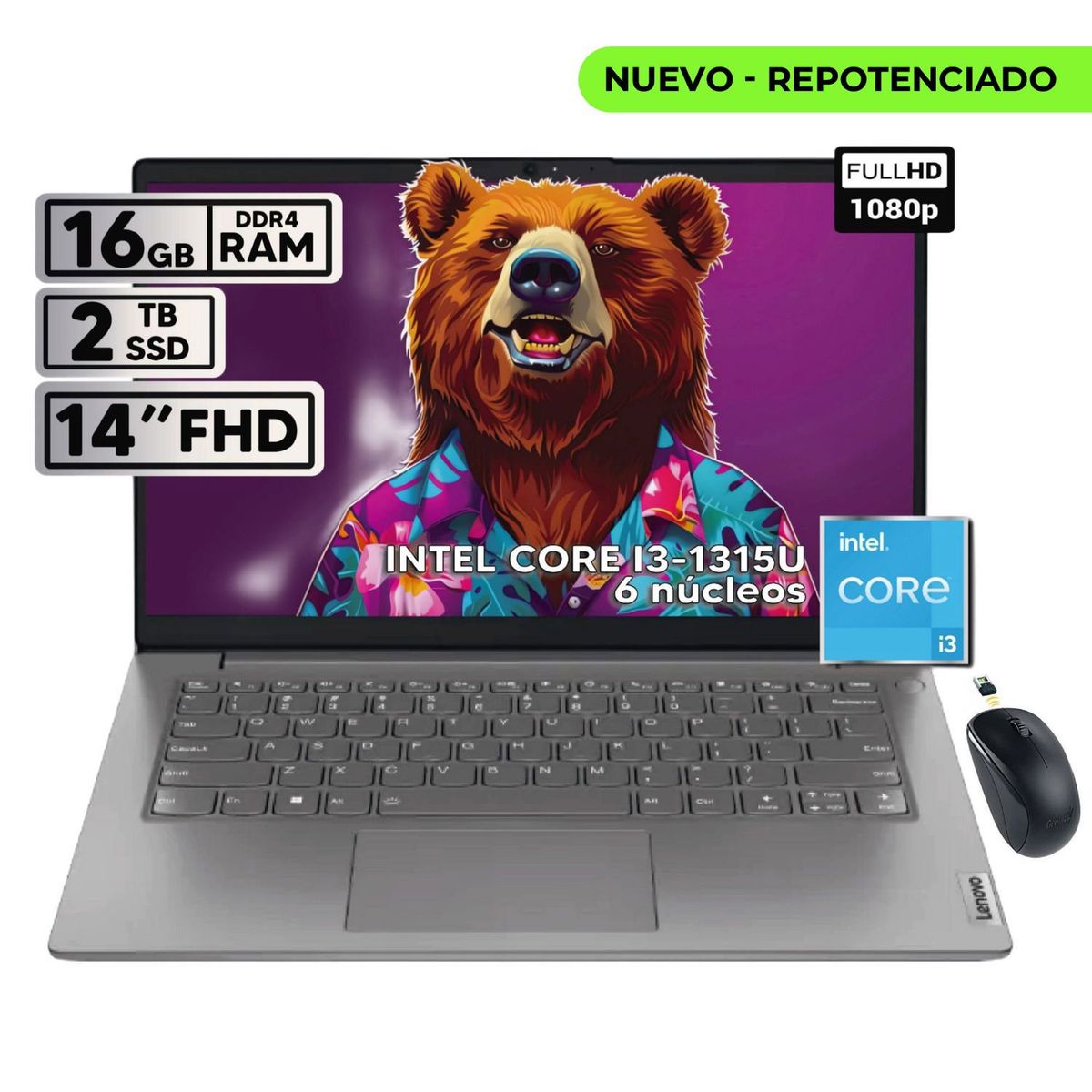 LENOVO - PORTATIL LENOVO V14 G4 IRU INTEL CORE I3-1315U 16GB RAM 2TB SSD 14 FHD + MOUSE INALAMBRICO