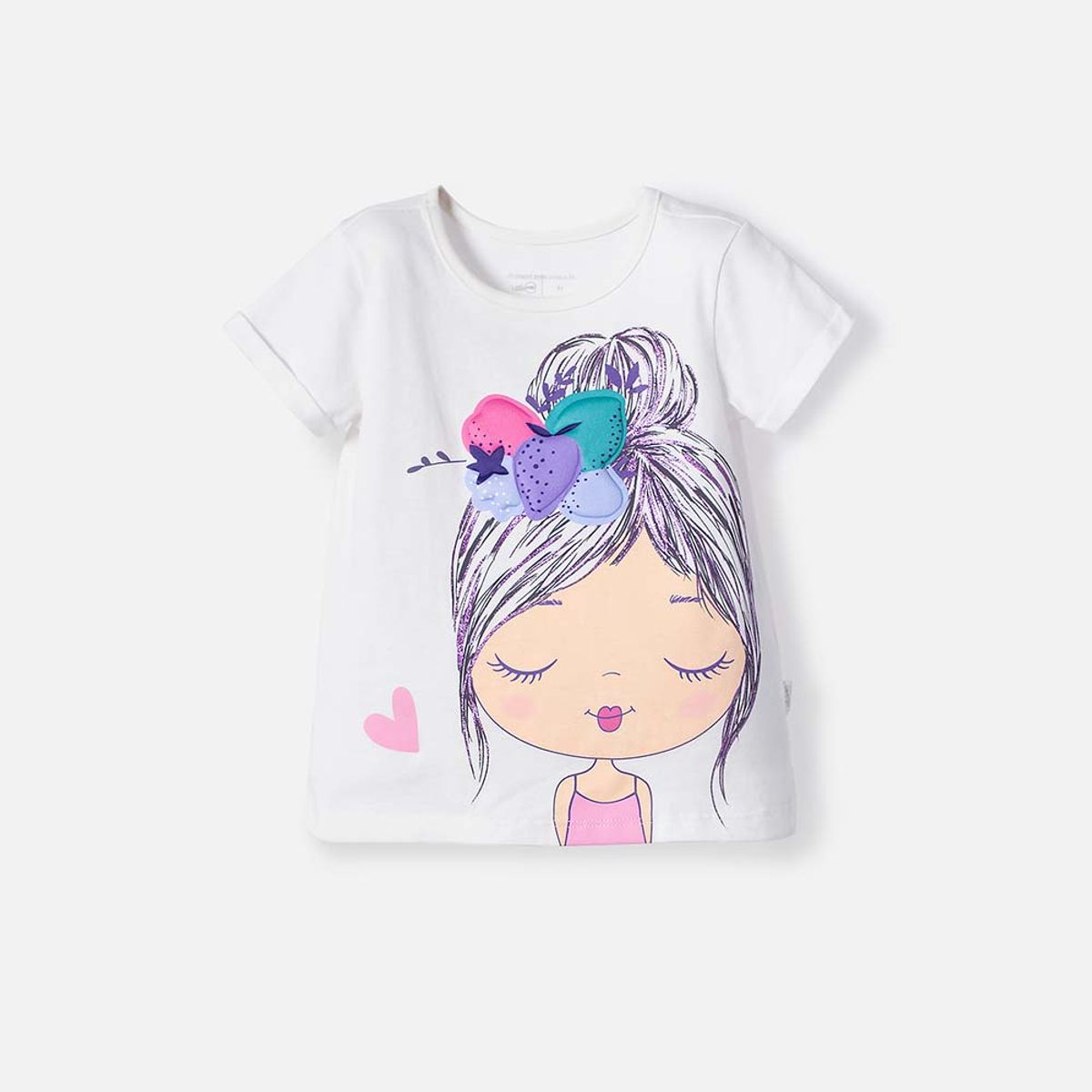 LITTLEMIC - Camiseta LittleMic marfil manga corta para niña
