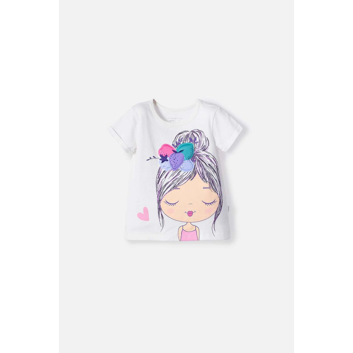 LITTLEMIC - Camiseta LittleMic marfil manga corta para niña