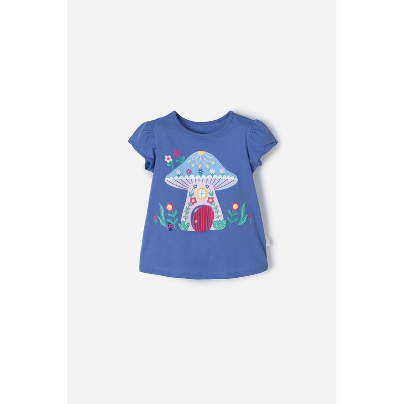 LITTLEMIC - Camiseta Littlemic azul estampada en frente para niña 2T a 5T