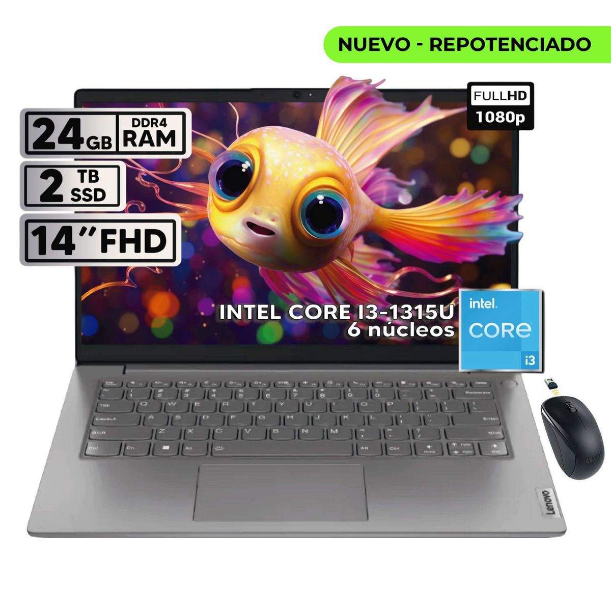 LENOVO - PORTATIL LENOVO V14 G4 IRU INTEL CORE I3-1315U 24GB RAM 2TB SSD 14 FHD + MOUSE INALAMBRICO