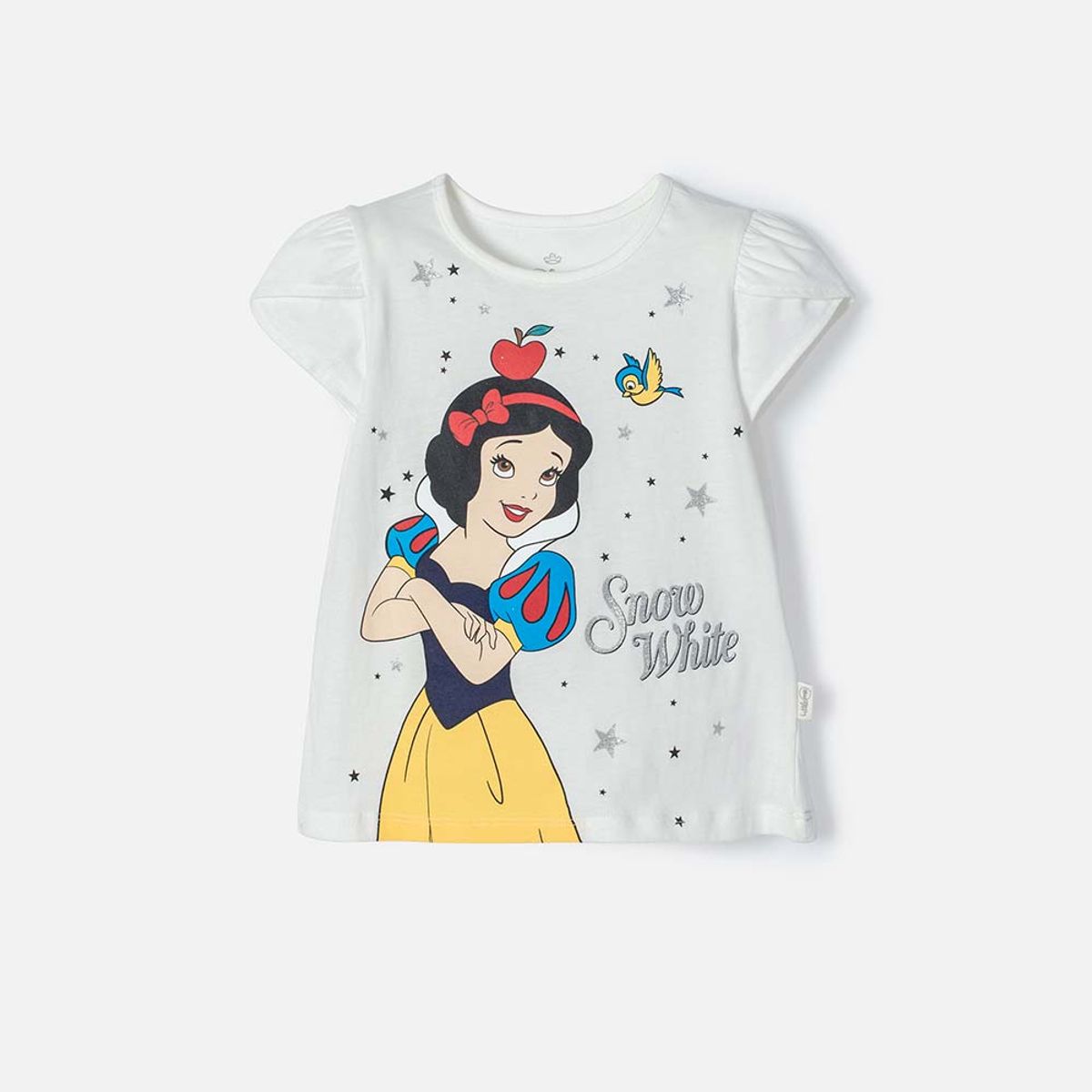 DISNEY - Camiseta de Blancanieves marfil estampada en frente para niña 2T a 5T
