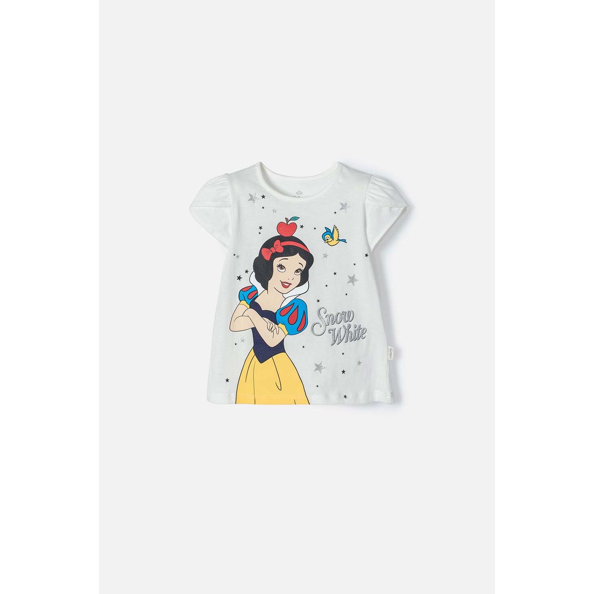 DISNEY - Camiseta de Blancanieves marfil estampada en frente para niña 2T a 5T