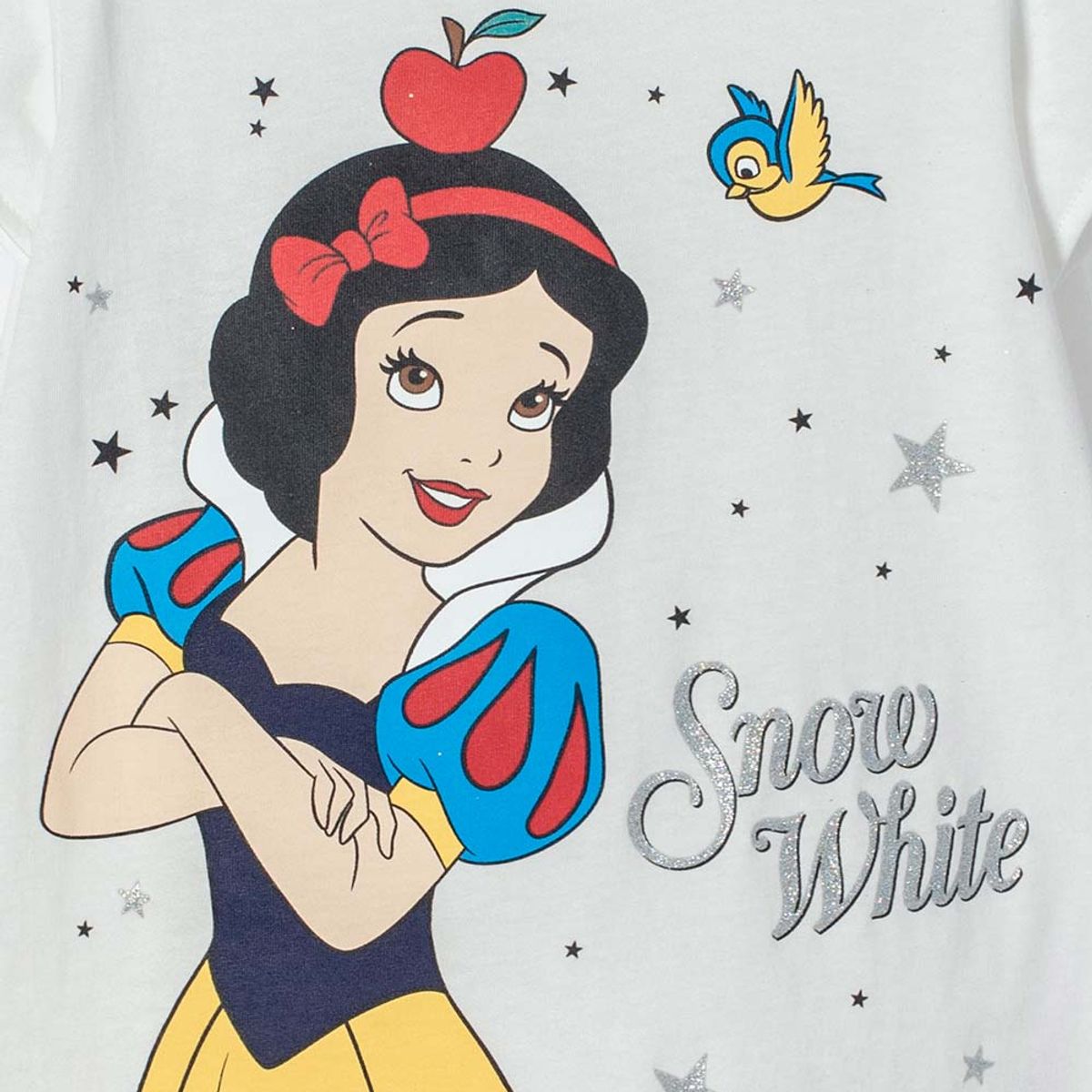 DISNEY - Camiseta de Blancanieves marfil estampada en frente para niña 2T a 5T