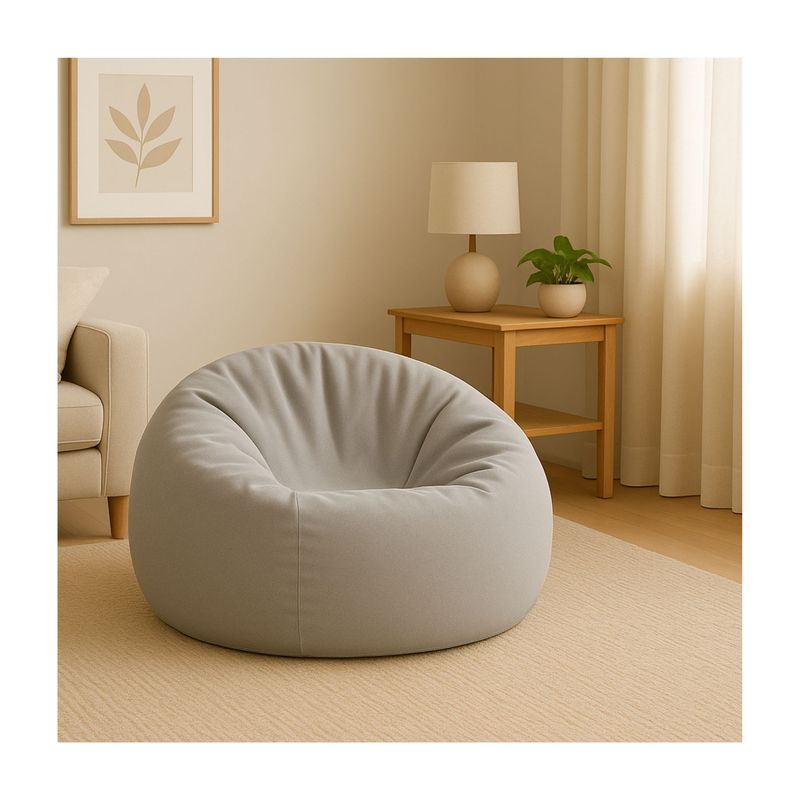 DORMIPUFF - Puff Redondo Gris Gigante Silla Tela Lona Dormipuff