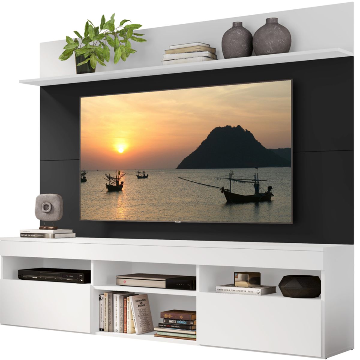 GENERICO - Rack Con Panel  Para Tv de Hasta 65 Pulgadas Color Blanco