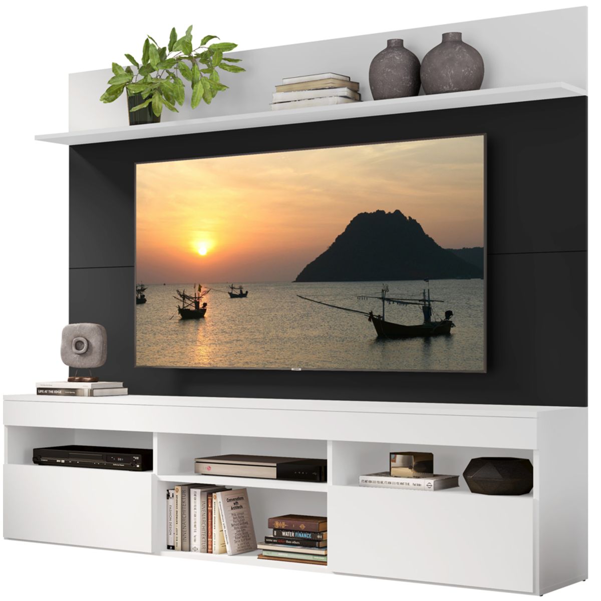 GENERICO - Rack Con Panel  Para Tv de Hasta 65 Pulgadas Color Blanco