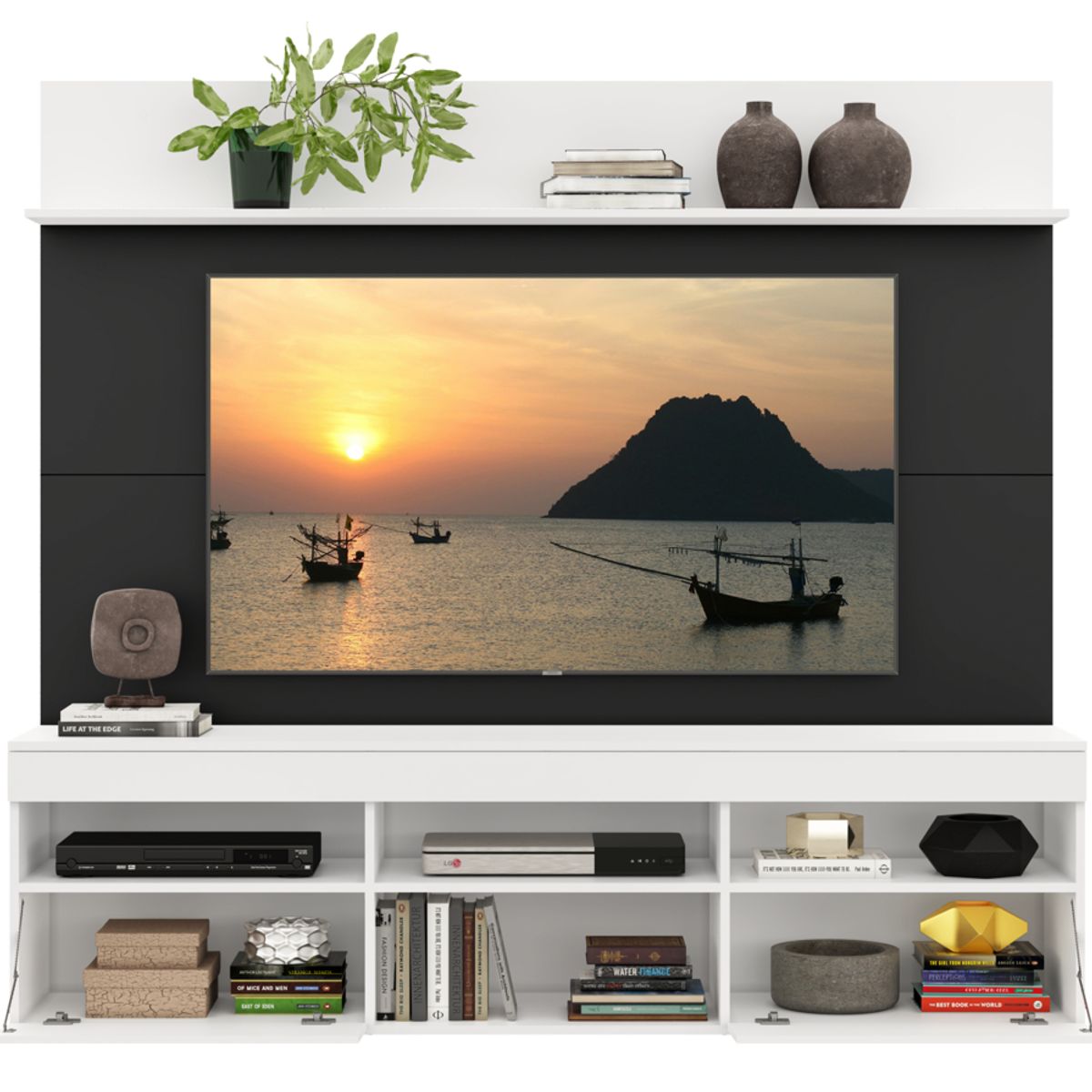 GENERICO - Rack Con Panel  Para Tv de Hasta 65 Pulgadas Color Blanco