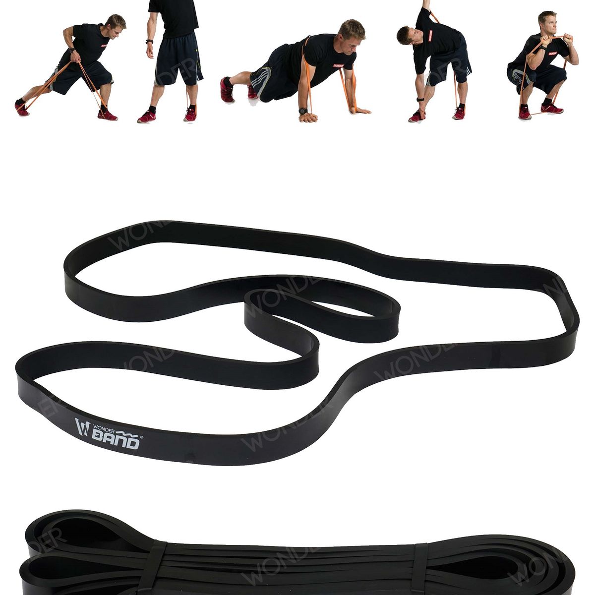 WONDER SPORT - BANDAS ELASTICAS DE PODER ALTA RESITENCIA COLOR NEGRO 65 LIBRAS