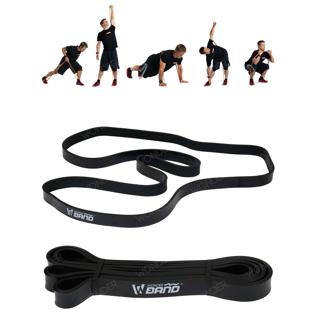 WONDER SPORT - BANDAS ELASTICAS DE PODER ALTA RESITENCIA COLOR NEGRO 65 LIBRAS
