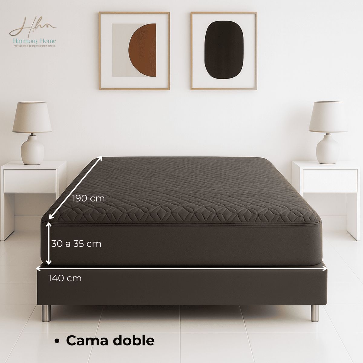 HARMONY HOME - Protector para Colchón con Cremallera 140 Gris