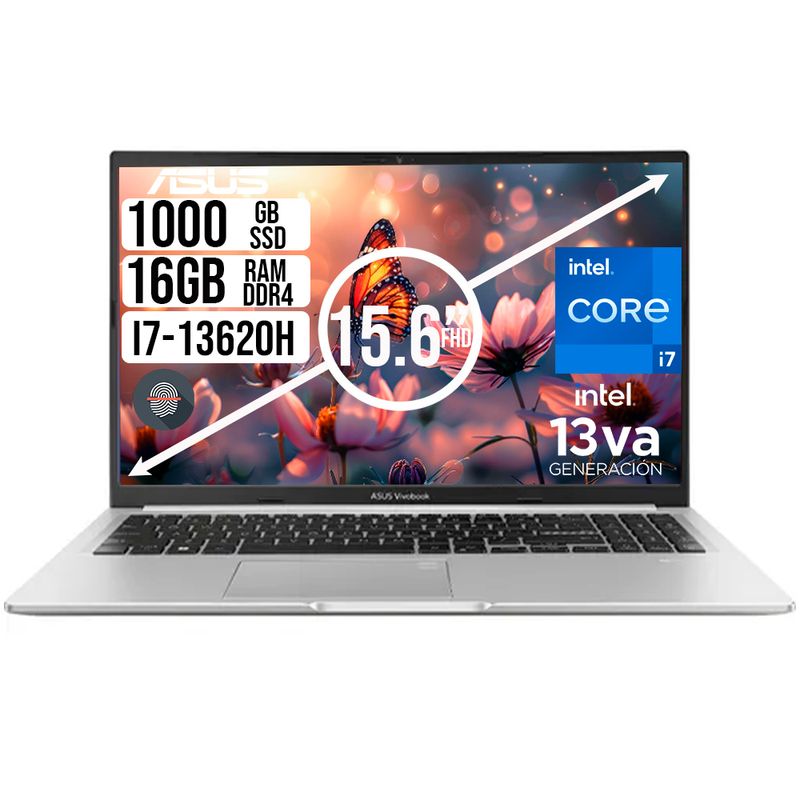 ASUS - PORTATIL ASUS VIVOBOOK INTEL I7-13620H SSD 1TB RAM 16GB LCD 15,6 FHD