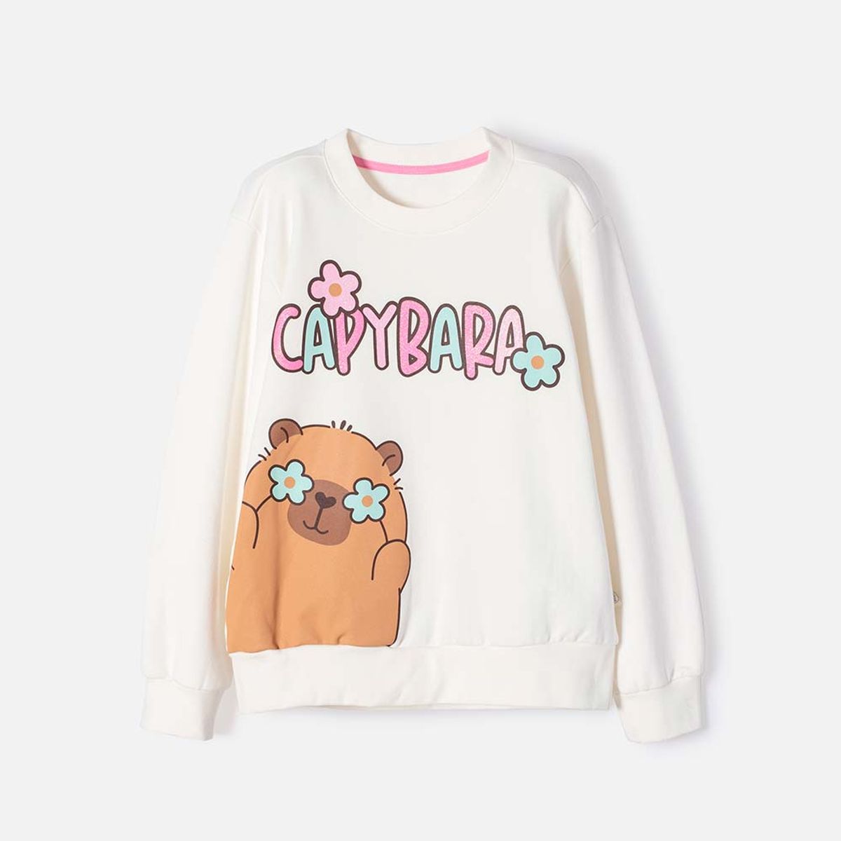 MIC - Buzo de Capybara marfil de diseño cerrado para niña