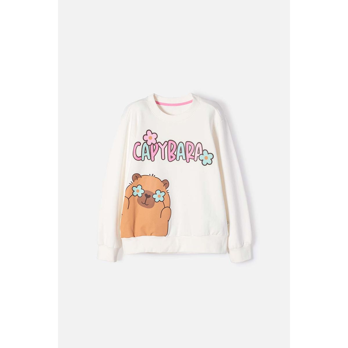 MIC - Buzo de Capybara marfil de diseño cerrado para niña