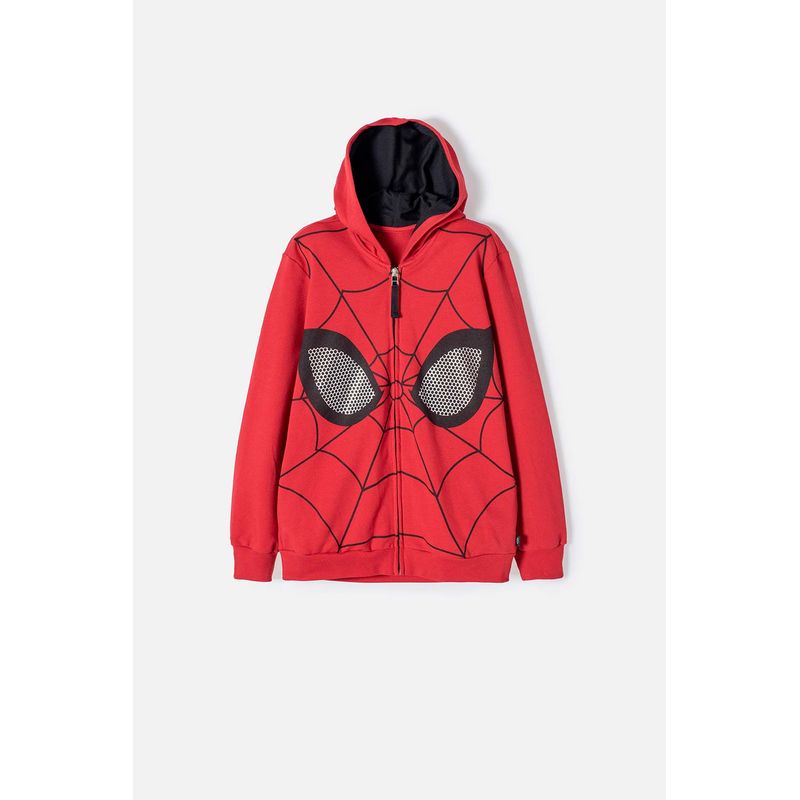 MARVEL - Buzo de Spiderman cerrado rojo y negro para niño