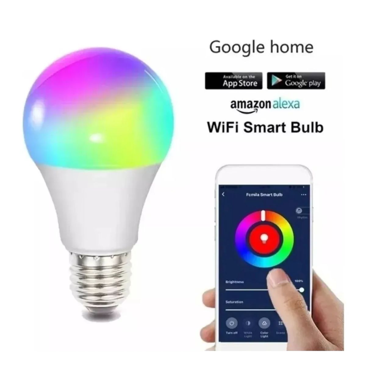 OEM - Bombillo Wifi Inteligente Led Regulabe Google Home Home Rgb