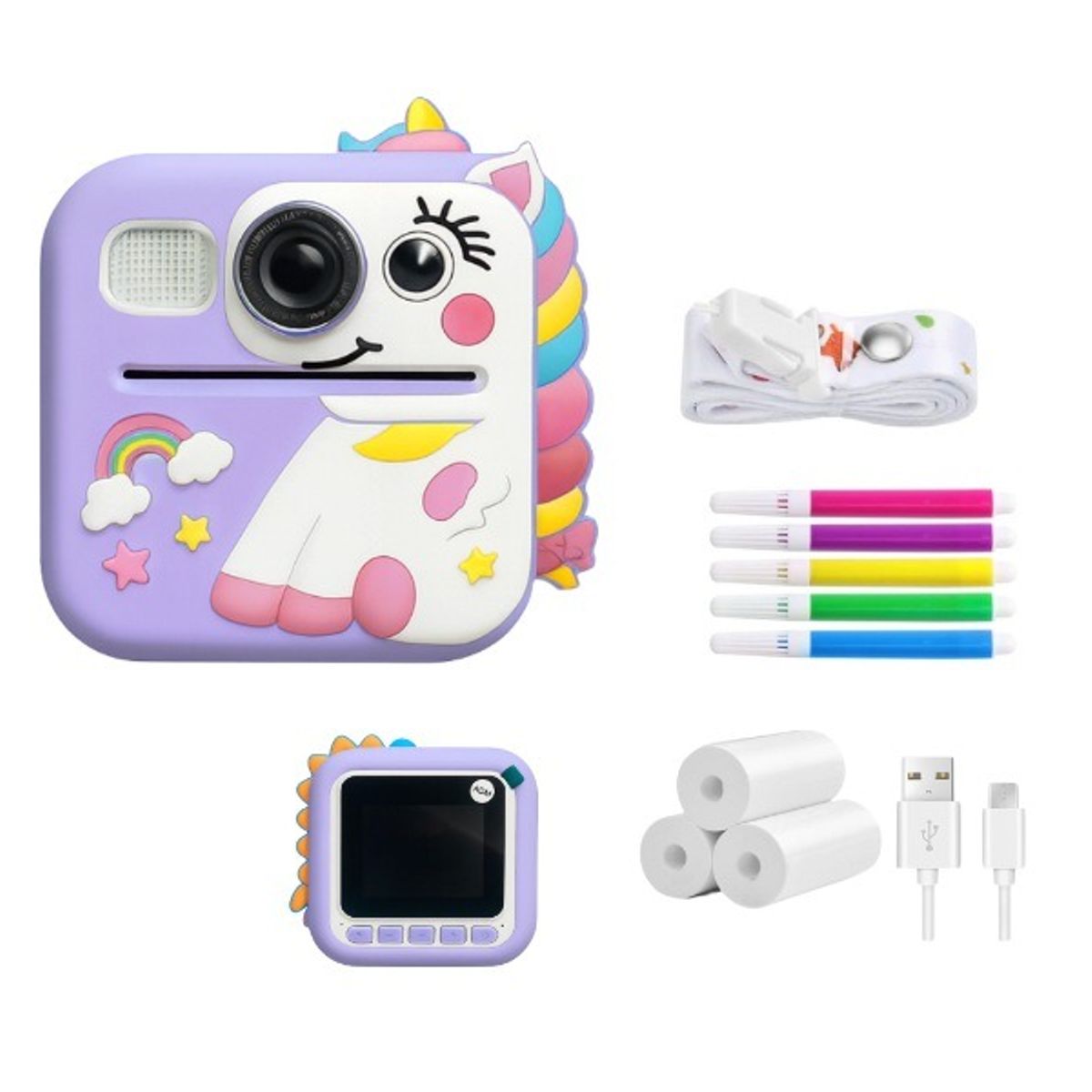 OEM - Cámara Fotos Video de Impresion Insstantanea para Niños Rosa o Morado