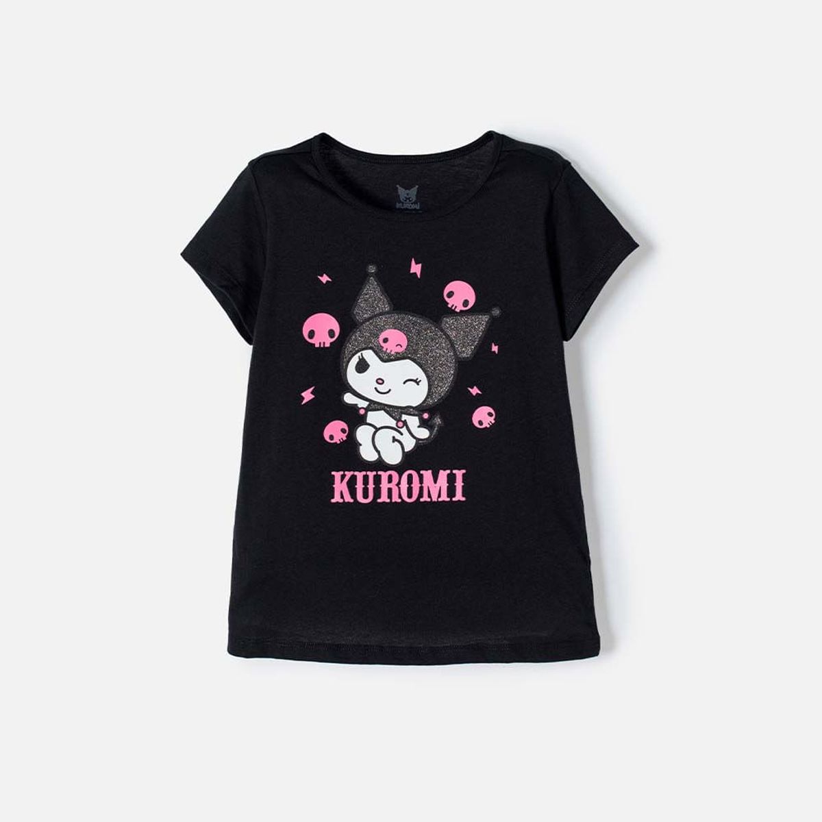 SANRIO - Camiseta de Kuromi manga corta negro para niña