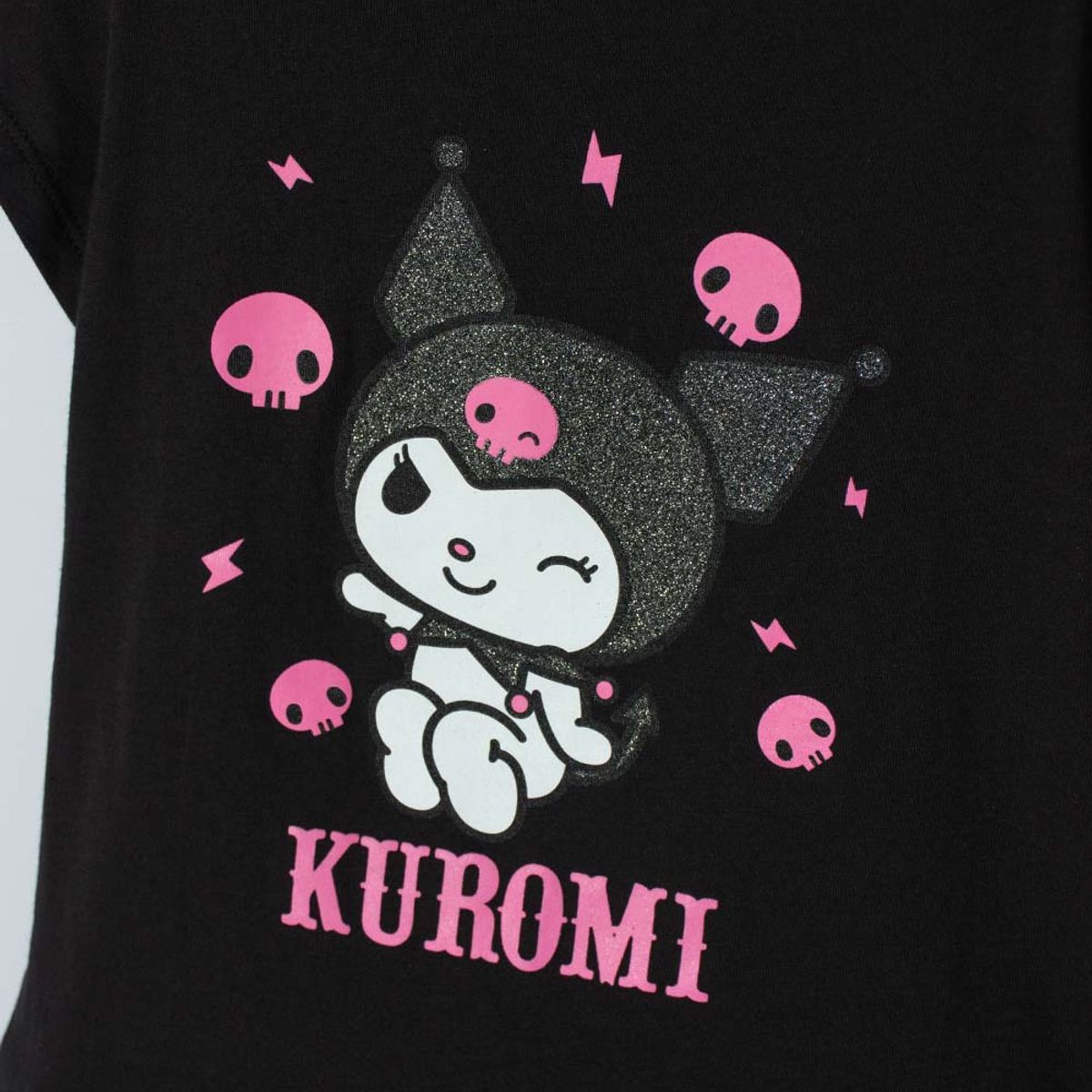 SANRIO - Camiseta de Kuromi manga corta negro para niña
