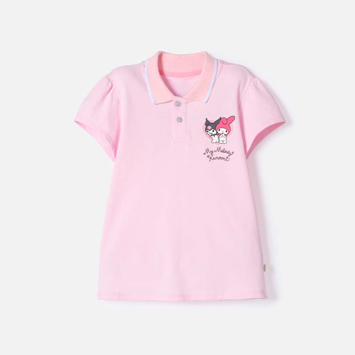 SANRIO - Camiseta Tipo polo de My Melody & Kuromi rosada para niña