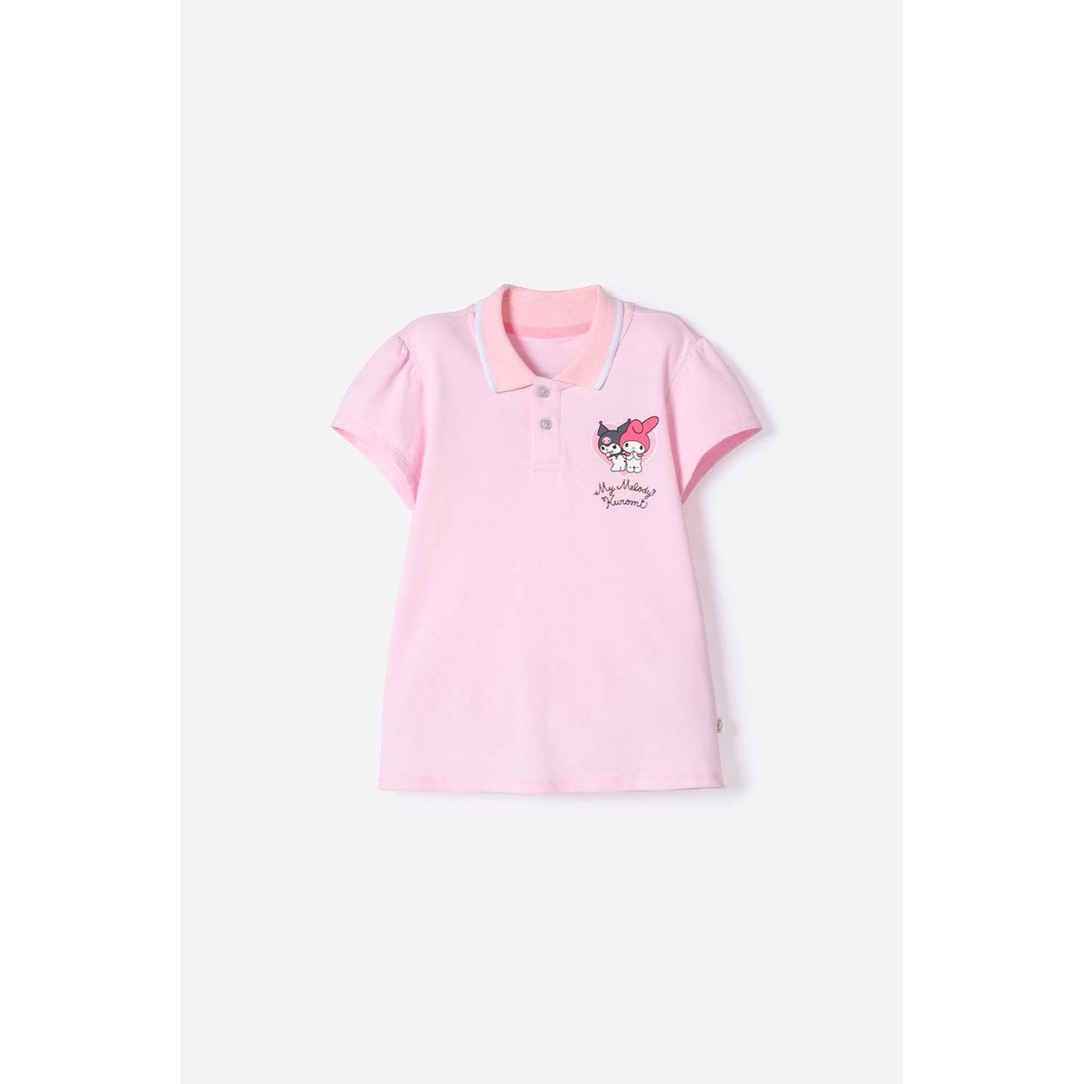 SANRIO - Camiseta Tipo polo de My Melody & Kuromi rosada para niña